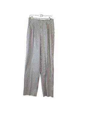 EJ Samuel Mens Striped Seersucker Dress Pants Blue White 35W Pleated New